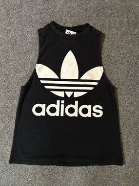 adidas Black Tee with White Trefoil Graphic